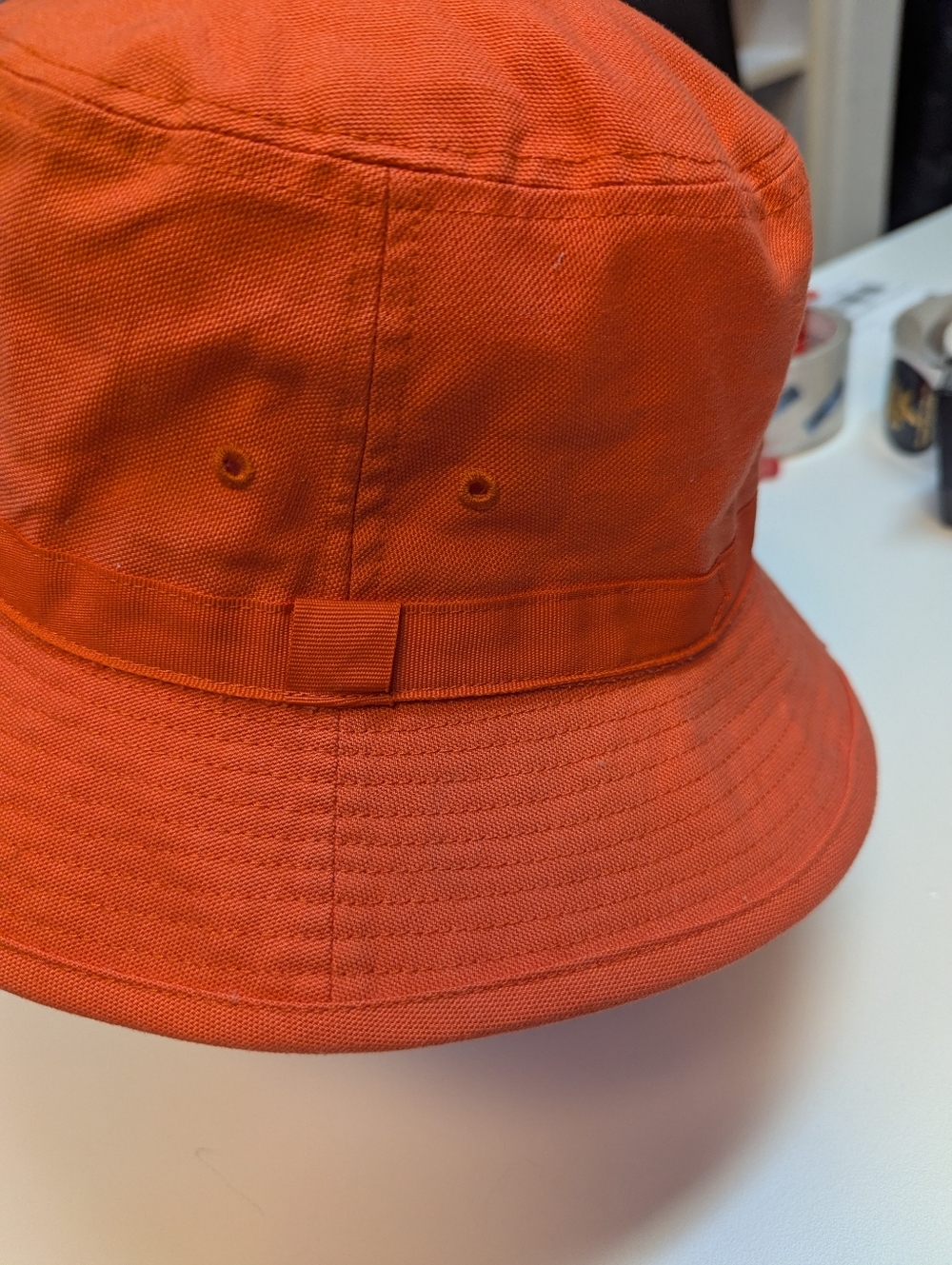 KANGOL Washed Orange Bucket Hat with Blue Kangaroo Embroidery Large - Picture 2 of 5